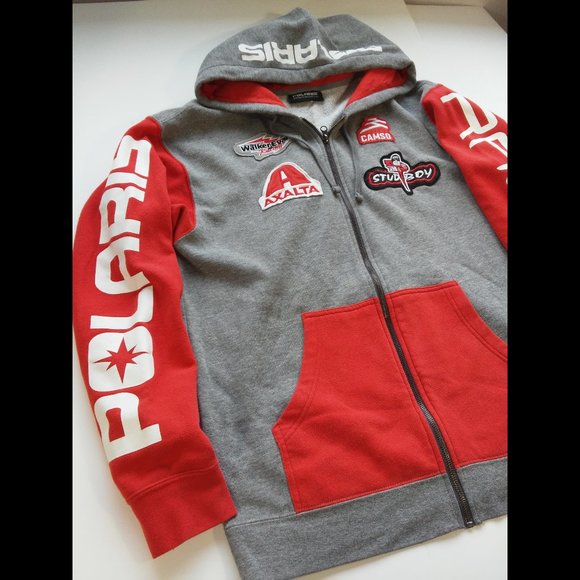 Polaris Mens Full Zip Racing Hoodie w/Logo Sponsor Branding Patches - Medium - Picture 2 of 11